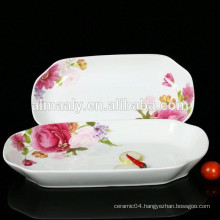 rectangular porcelain fish plate with decal